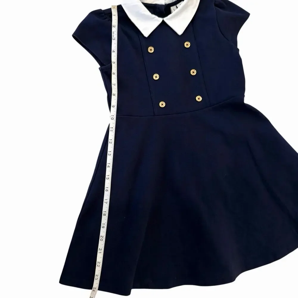 Janie And Jack Girls Button Collared Pointe Dress Merchant Marine Size 6